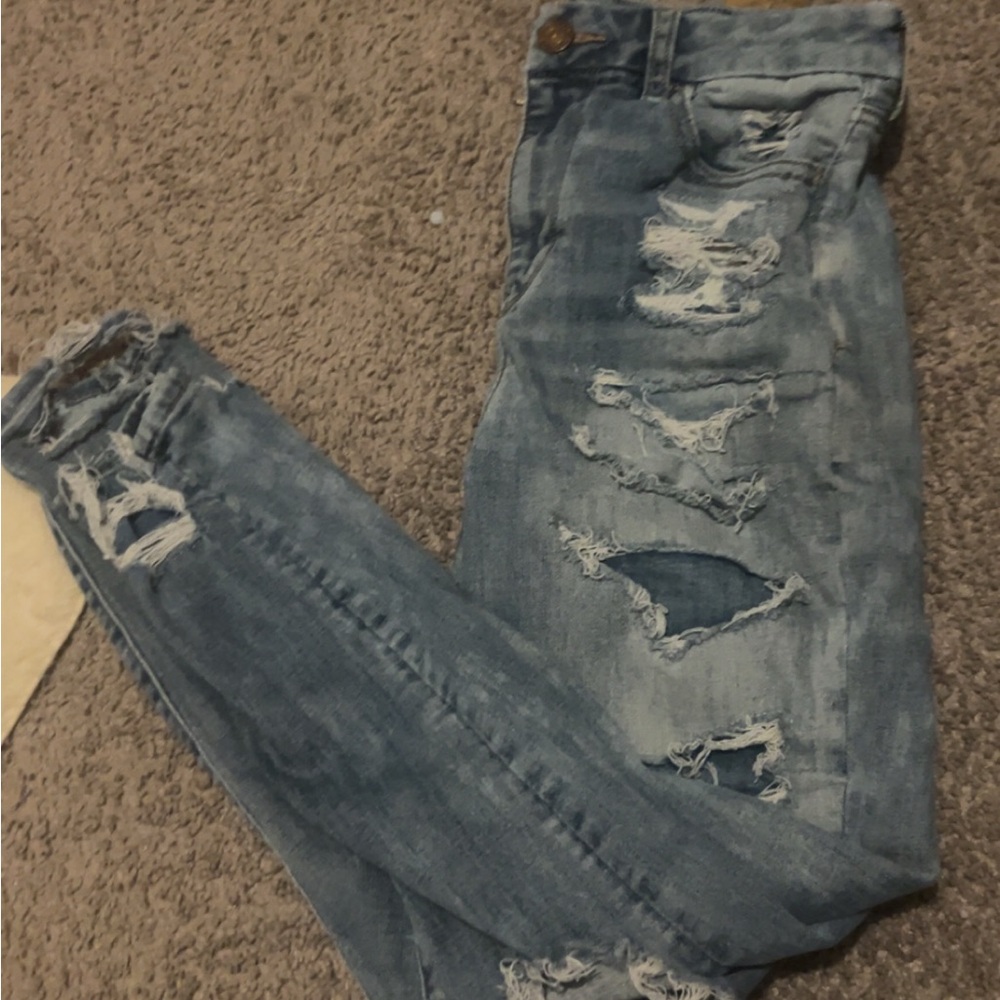 American Eagle Outfitters Ripped Blue Boyfriend Jeans